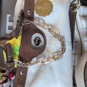 Coach Penelope White With  Crocodile Tan Shoulder Bag